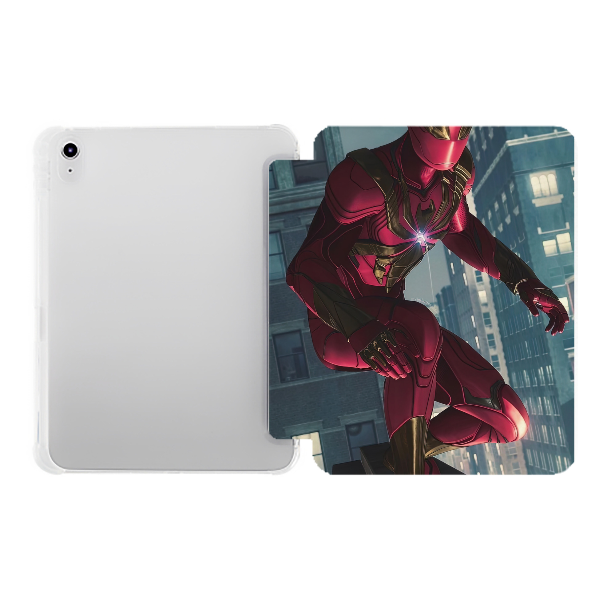 （画像用） Spider Man スパイダーマン IPad ケース ペン収納付き 三つ折りスタンド PUレザー×シリコン 対応機種9.5/10.5/10.9インチ